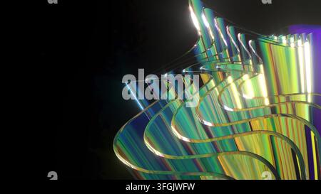 Fond d'onde de verre arc-en-ciel rendu 3D Banque D'Images