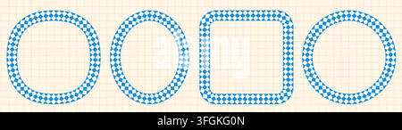 Cadres vectoriels avec motif losange bleu et blanc pour affiches, bannières et étiquettes de l'Oktoberfest, bordures de forme géométrique simple Illustration de Vecteur