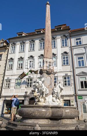 Fontaine Robba, vieille ville, Ljubljana, Slovénie Banque D'Images