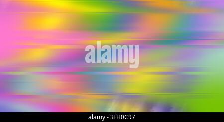 Arrière-plan abstrait avec dégradé holographique arc-en-ciel coloré, bandes floues horizontales et texture en maille de pixels numérique. Bannière moderne pour le web, la tech. Banque D'Images