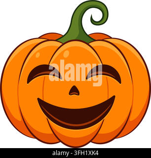Illustration vectorielle d'une citrouille souriante et heureuse de Halloween Jack O Lantern isolée sur fond blanc pour fête de vacances d'Halloween Illustration de Vecteur
