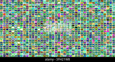 Un motif abstrait vibrant présentant une grille dense de blocs rectangulaires colorés entrecoupés de lignes organiques complexes, texturées et répétitives Illustration de Vecteur
