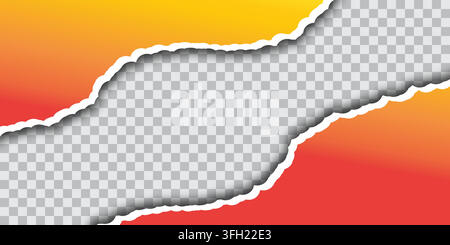 Un effet de papier déchiré avec un dégradé orange vif à rouge, présentant une zone centrale transparente pour la mise en place d'un contenu personnalisé. Illustration de Vecteur