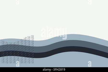 Fond ondulé calme en couches construit à partir de formes vectorielles solides modifiables originales utilisant un champ ondulé ouvert en couches. Le langage visuel abstrait minimal combiné Illustration de Vecteur