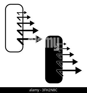 Icône vectorielle schématique de la dynamique des fluides de transfert de chaleur par flux d'air. eps 10. Illustration de Vecteur