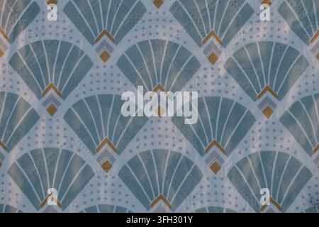 Fond à motif sans couture Art déco avec des formes d'éventail géométriques élégantes Banque D'Images