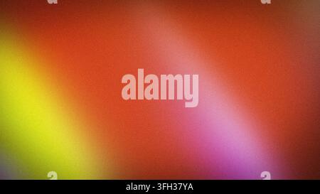 Fond dégradé flou abstrait en rouge, jaune et violet avec texture granuleuse, parfait pour fond d'écran 4K Banque D'Images
