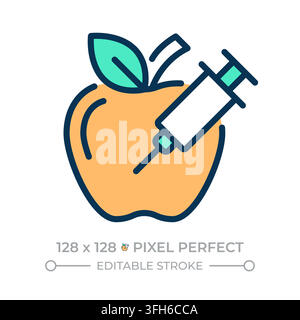 Icône de couleur de ligne pixel parfaite GMO Illustration de Vecteur