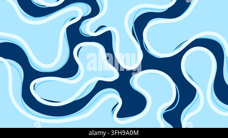 Fond vectoriel bleu abstrait avec des formes liquides fluides et un arrière-plan bleu marine foncé pour un modèle de conception numérique moderne, bannière et graphismes de fond d'écran Illustration de Vecteur
