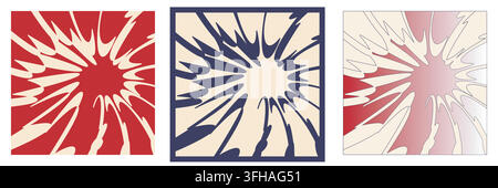 Ornement abstrait en forme de rayon d'explosion, modèle de poster dynamique pour les fêtes, style graphique moderne géométrique, forme carrée, espace de texte. Coloré Illustration de Vecteur