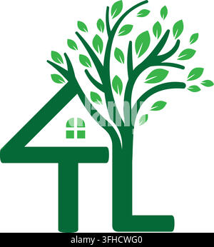 Conception de logo TL Tree Home pour l'immobilier et le branding du mode de vie naturel Illustration de Vecteur