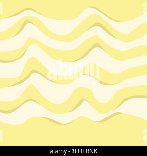Motif abstrait jaune ondulé avec des lignes fluides organiques Illustration de Vecteur