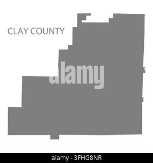 Carte vectorielle plate moderne du comté de Clay, Alabama, États-Unis. Silhouette détaillée des limites du comté en gris sur fond blanc. Illustration de Vecteur