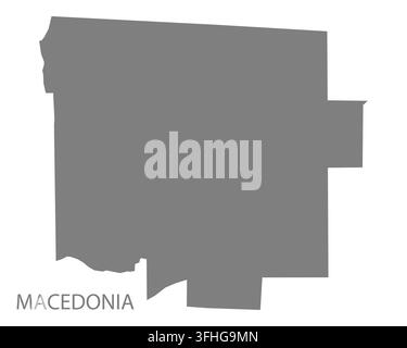 Carte vectorielle plate moderne de Macedonia, Alabama, États-Unis. Silhouette détaillée de la limite urbaine en gris sur fond blanc. Illustration de Vecteur