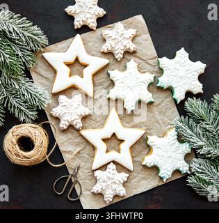 Gingerbread cookies de Noël Banque D'Images