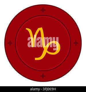 Badige rond du signe du zodiaque Capricorne Symbole astrologique Illustration vectorielle Illustration de Vecteur