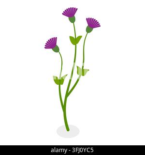 Illustration plate isométrique en 3D d'une collection de fleurs, ensemble de plantes en fleurs variées. Élément 4 Banque D'Images