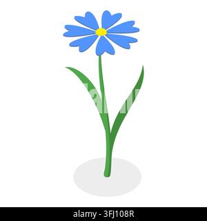 Illustration plate isométrique 3D d'une collection de fleurs, ensemble de diverses plantes en fleurs. Article 11 Banque D'Images