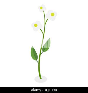 Illustration plate isométrique en 3D d'une collection de fleurs, ensemble de plantes en fleurs variées. Article 6 Banque D'Images