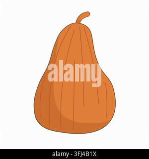 Une citrouille mûre, orange, allongée et en forme de poire. Icône vectorielle. Illustration de Vecteur