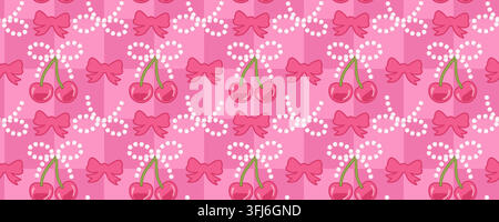 Motif sans couture avec nœud cerise coquette rose, fond mignon pour la Saint-Valentin Illustration de Vecteur