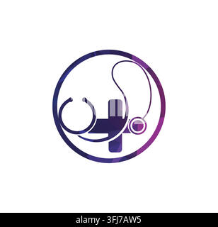 Modèle de logo stéthoscope pour clinique Illustration de Vecteur