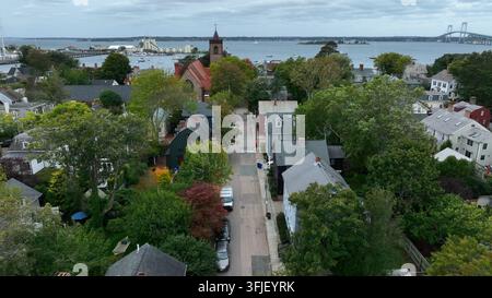 Maisons historiques dans le quartier. Newport Rhode Island. Newport RI USA est une ville touristique célèbre, station estivale. Banque D'Images