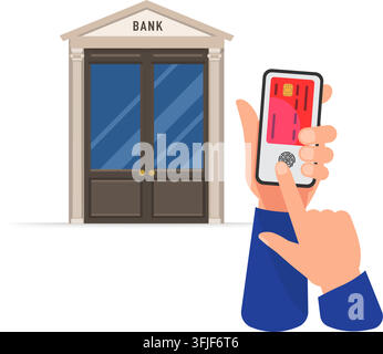 Technologie bancaire en ligne avec illustration en stock de smartphone Illustration de Vecteur