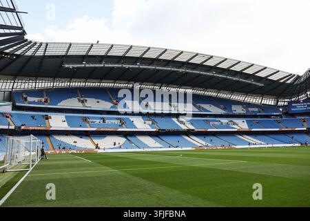 Vue générale du stade Etihad lors du match de Premier League Manchester City contre Sunderland à l'Etihad Stadium, Manchester, Royaume-Uni le 20 septembre 2026 (Photo par Mark Cosgrove/News Images) Banque D'Images
