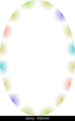 Cadre ovale étoiles. Étoile explosion éclat de soleil. Modèle avec espace vide pour votre texte. Design pour carte de vœux, bannière, réseaux sociaux Illustration de Vecteur