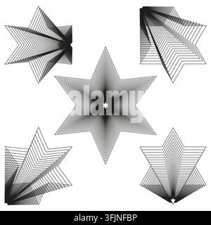 L'ensemble vectoriel d'origami pliant en forme d'étoile présente une ligne géométrique en 3D. Il représente une forme abstraite créative. Illustration de Vecteur