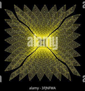 Tunnel géométrique d'explosion en forme d'étoile avec motif de lignes jaunes Illustration de Vecteur