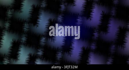 Un fond abstrait sombre et atmosphérique présentant un motif répétitif de formes rectangulaires pointues et irrégulières dans des tons violets profonds et bleu-vert avec un contraste élevé. Banque D'Images