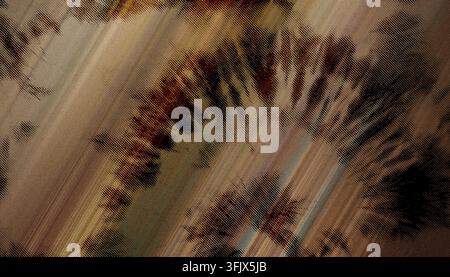 Un fond abstrait avec un effet tie-dye radial dans des tons terreux chauds de brun, beige et orange, présentant un motif de ligne diagonale texturée. Banque D'Images