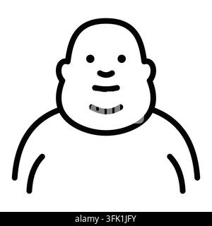 Un homme au visage imposant sourit. L'homme porte une chemise et une cravate. Trait modifiable Illustration de Vecteur