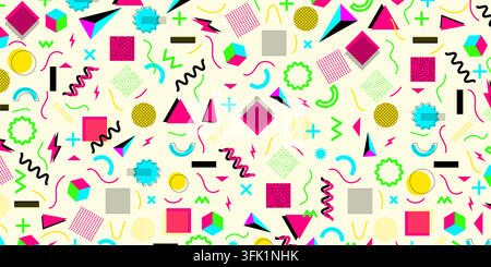 Motif vectoriel sans couture de style Memphis des années 90 Illustration de Vecteur