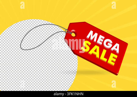 Modèle d'étiquette 3D Mega Soldes Illustration de Vecteur
