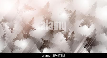 Un fond abstrait minimaliste présentant un motif répétitif de silhouettes d'arbres à pins stylisés dans des nuances douces de gris et de blanc. Banque D'Images