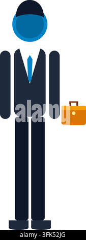 Illustration vectorielle plate d'un homme d'affaires en costume tenant une mallette isolée sur fond blanc Illustration de Vecteur