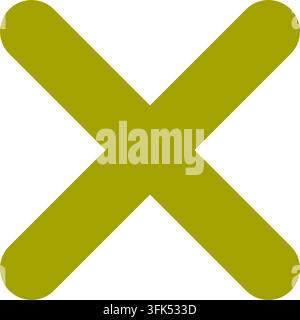 Icône vectorielle de marque croisée vert olive avec extrémités arrondies, isolée sur fond blanc, design plat simple pour symbole d'erreur ou de fermeture Illustration de Vecteur