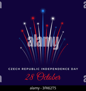 28 octobre, jour de l'indépendance de la République tchèque, feux d'artifice abstraits de drapeaux sur un ciel plat. Fête nationale jour de l'indépendance de la République tchèque le 28 octobre Illustration de Vecteur