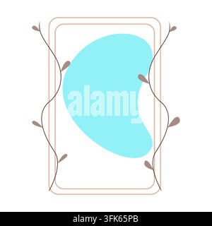 Cadre de miroir abstrait minimal avec feuilles décoratives Illustration de Vecteur