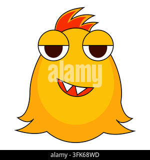 Visage de monstre de dessin animé jaune drôle avec une expression endormie. Illustration vectorielle Illustration de Vecteur