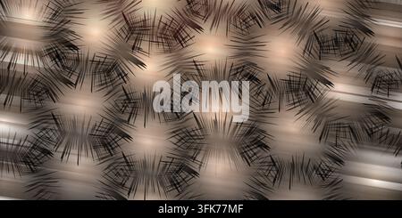 Motif géométrique abstrait avec formes radiales en éclosion d'étoiles dans des tons beige chaud et brun, conception de fond texturé moderne Banque D'Images