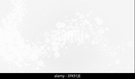 Vague blanche lumineuse abstraite avec effet bokeh et motif de poussière d'étoiles texturé, isolée sur fond blanc. Banque D'Images