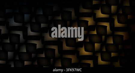 Un design géométrique abstrait mettant en avant des formes sombres répétitives sur une texture de fond dégradée brun chaud et or. Banque D'Images