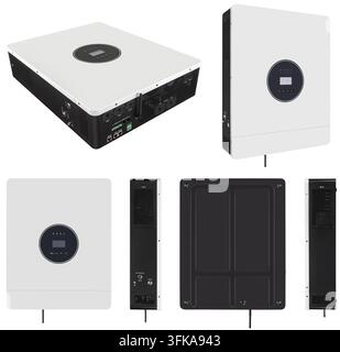 Onduleur solaire moderne avec interface numérique et plusieurs ports Banque D'Images