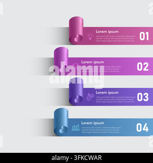 Infographie de ruban de défilement 3D Illustration de Vecteur
