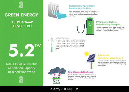 Modèle vectoriel d'infographie sur l'énergie verte et l'écosystème durable Illustration de Vecteur
