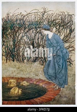 Arthur Rackham (1867-1939), Ils la remercièrent et lui dirent au revoir, et elle entama son voyage, illustration pour l'histoire Les trois têtes du puits, tirée du livre Contes de fées anglais, 1927 Banque D'Images